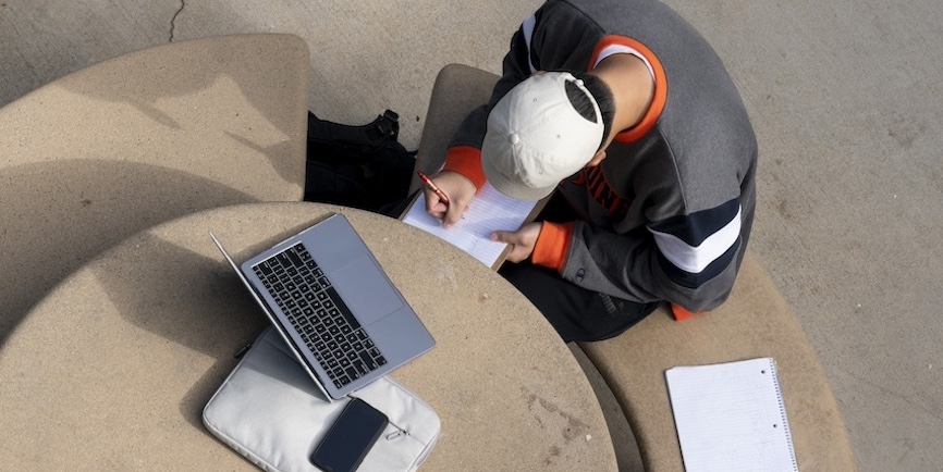student reviewing financial aid options