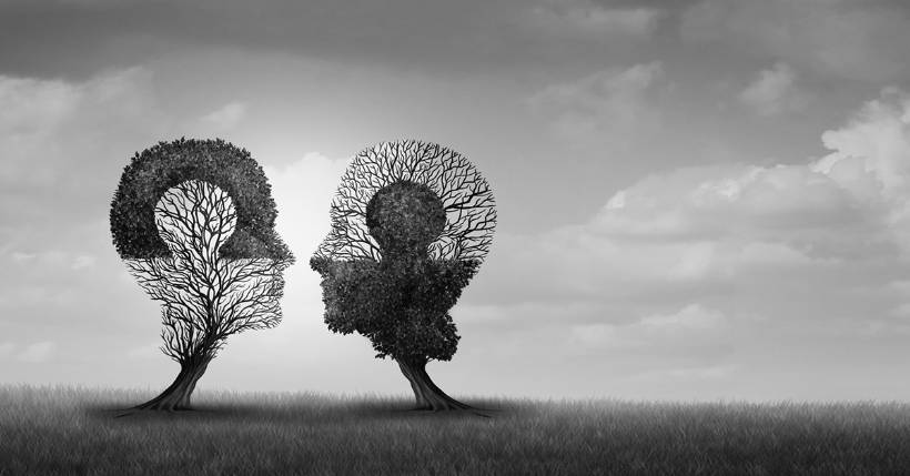 clinical psychologist image of two trees facing each other that look like the faces of two people