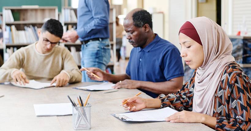 Students working on an assignment