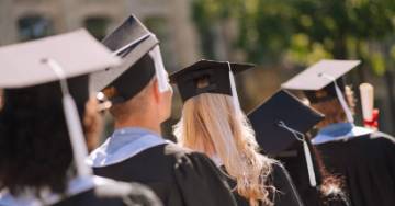 Graduates walking a procession