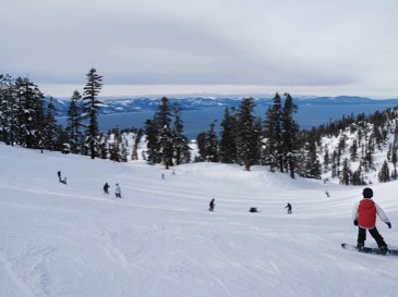 The first time skiing in Tahoe where one student was so excited that she challenged herself to try the blue line.