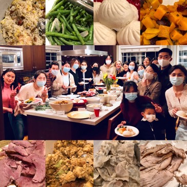 tesol students enjoy thanksgiving dinner