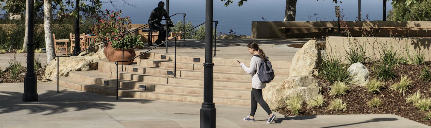 student walking at Malibu campus