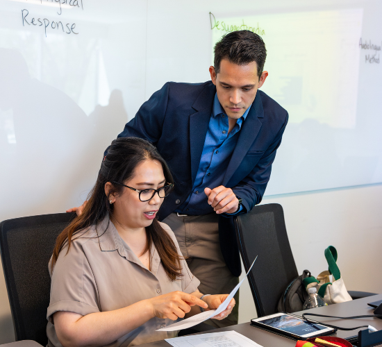 TESOL professor and student in classroom