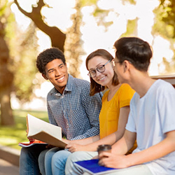 diverse group of students outside